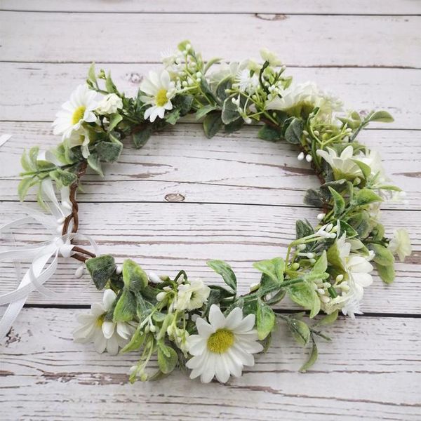 

bohemia daisy flowers crown festival headband women hair accessories headdress women floral garlands wedding flower jllnhp