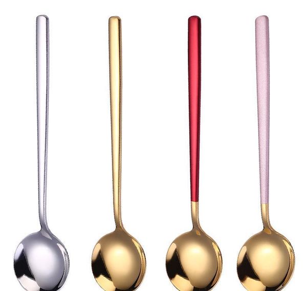 

304 stainless steel household round spoon creative dessert coffee stirring spoons feeding spoon dinnerware set kitchen bbyvjto