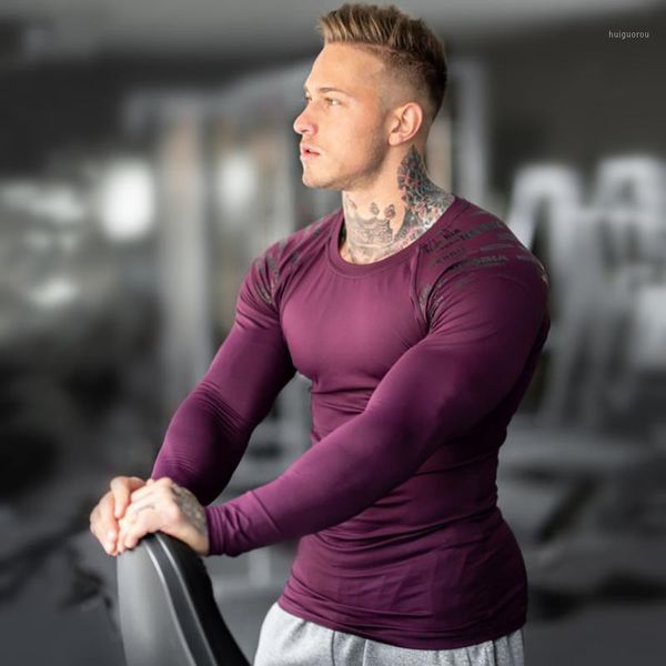 

men skinny long sleeves t shirt gym fitness bodybuilding elasticity compression quick dry shirts male workout tees clothing1, White;black