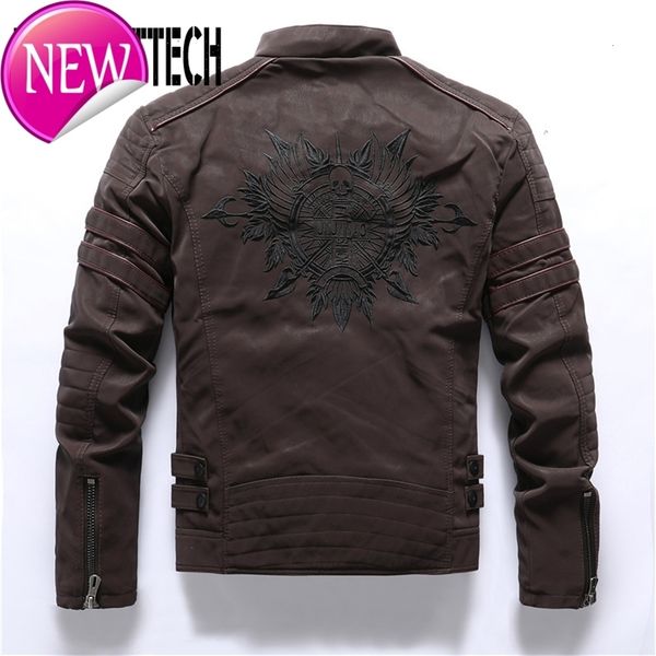 

quality men's leather jacket autumn winter casual fashion stand collar motorcycle jacket men slim pu leather coats, Black