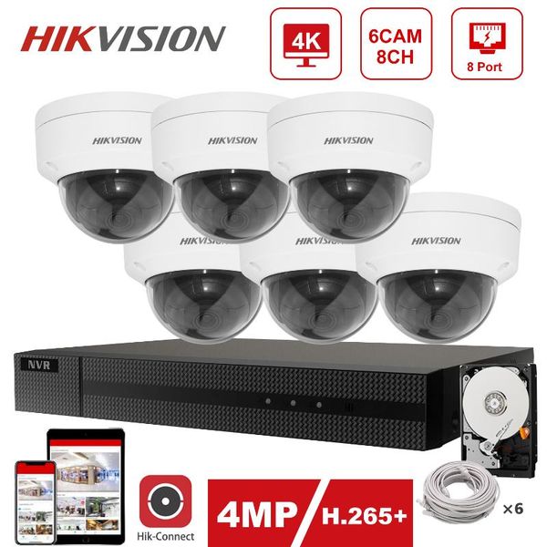 

wireless camera kits hikvision ip security kit 4k 8ch poe nvr 6pcs 4mp ds-2cd2143g0-i indoor/outdoor hik-connect plug and play
