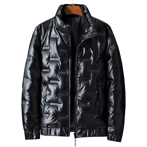 

2020 men's winter jacket white duck removable warm waterproof zipper coat shiny down parka outwear mens clothing, Black