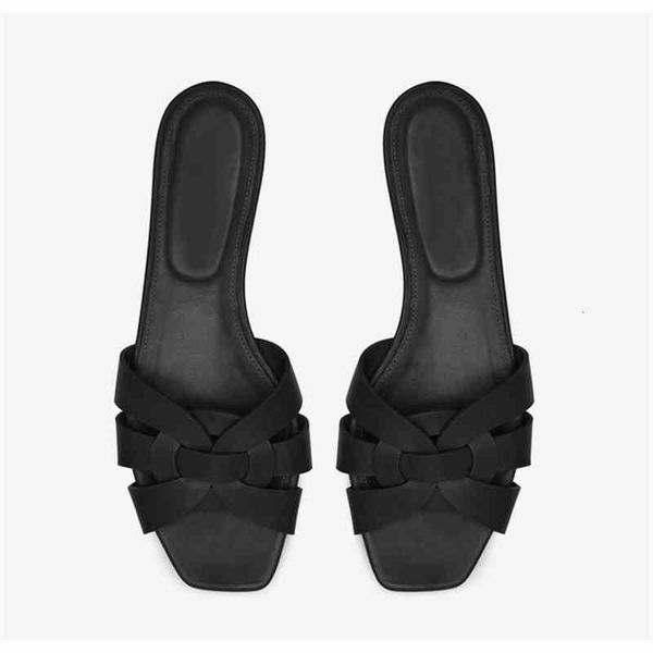 

sandals -brand women tribute flat sandals shoes woman fashion slipper genuine smooth leather slide with intertwining straps sandalias uzv5, Black