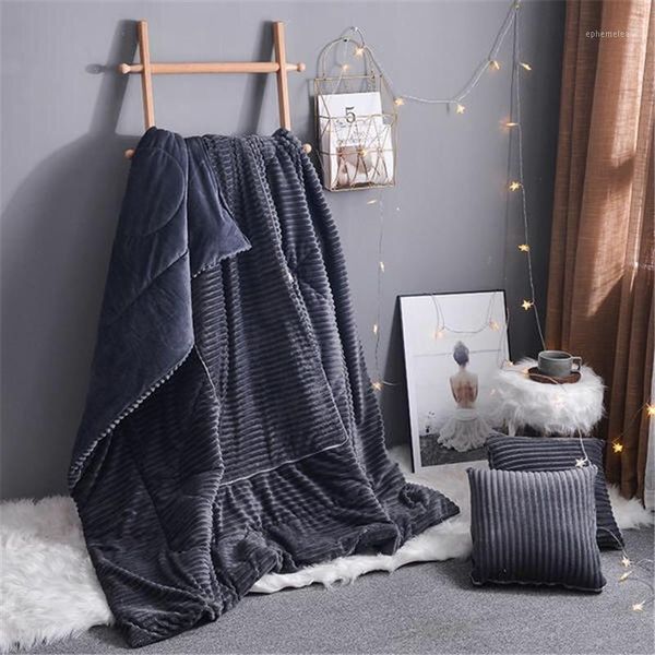 

thicken crystal velvet pillow blanket 2 in 1 student home warm travel sofa bedding back cushion air condition blankets1
