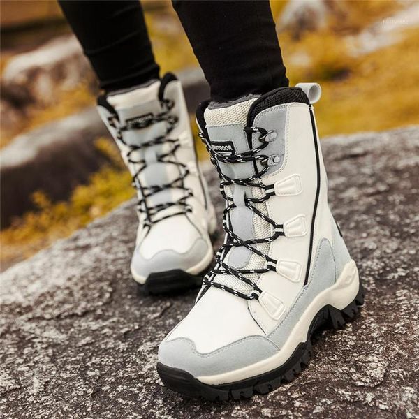 

new arrival fashion leather women snow boots winter warm plush female boots outdoor rubber platform waterproof flat ankle1, Black