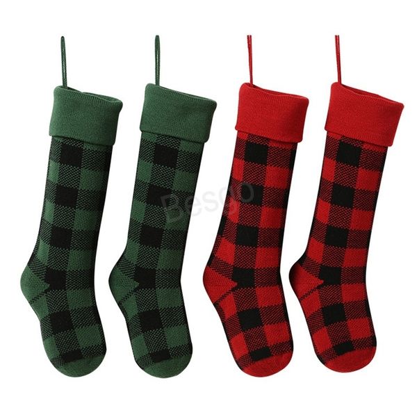 

stockings santa claus stocking knit christmas decorations plaid socks children candy gift storage bags bh4026 tqq c8p4