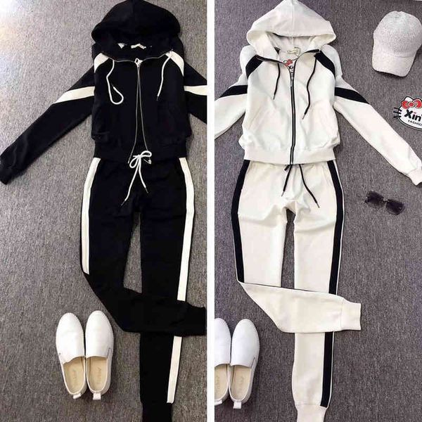 

2022 factory wholesale new model casual pure cotton sportswear women's fall bat sleeve two-piece set loose large size fashion, Black