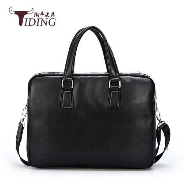 

man briefcases black casual tote hand 15" laptravel bags business cow leather male handbag shoulder men's briefcases bag