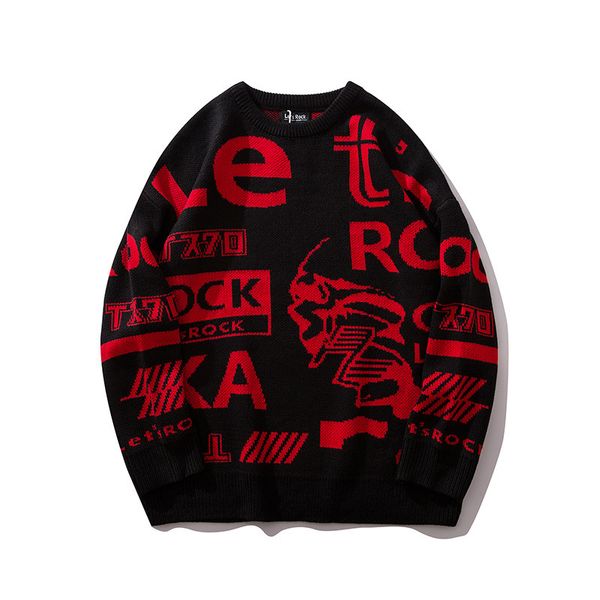 

свитер мужчины письма цвет блок mens pullover мода стиль мужчины свитер свободного трикотажное hip hop свитер осень, White;black
