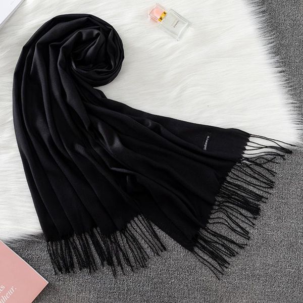 

scarves 2021 spring winter warm scarf for women shawls and wraps ladies solid long cashmere hijabs stoles foulard femme, Blue;gray