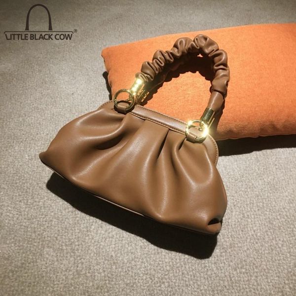

fashion tote autumn ruched hobos bag women party vintage elegant armpit bag brand leather handbag female shoulder crossbody bags