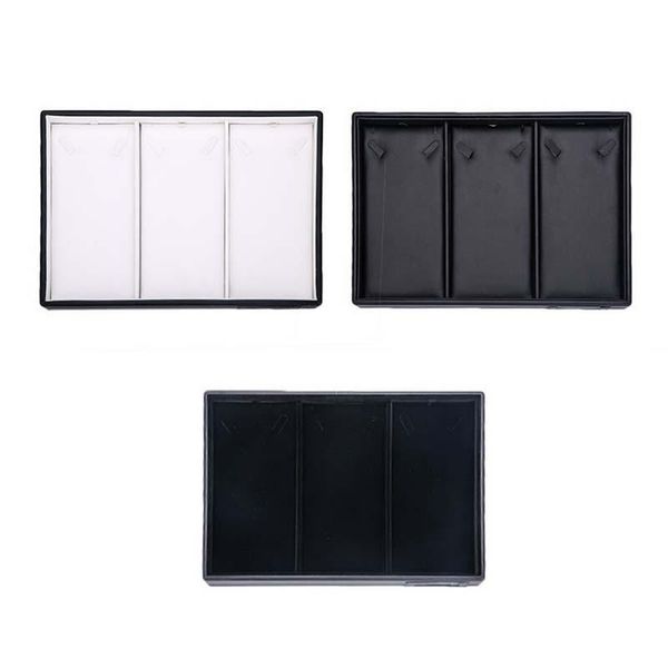 

high-grade wooden imported leather jewelry tray furnishing articles large three necklace tray necklace display, Pink;blue