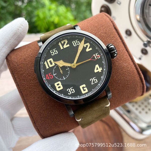 

dial large pilot men's zhenli sport fully automatic mechanical leather watch rum0, Slivery;brown