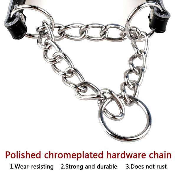 

durable dog chain training collar pu leather padded pet neck strap heavy duty pets chain chocker collars for small med wmtbyg