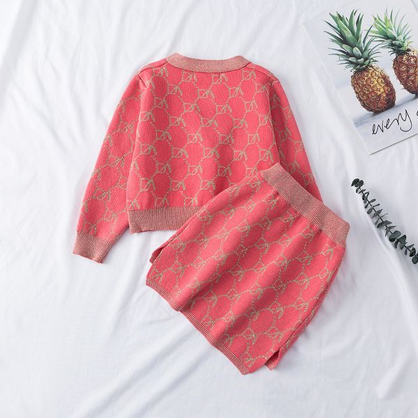 

girls winter clothes set long sleeve sweater knit cardigan knitted skirt clothing suit baby outfits kids girls clothes set 201126, White