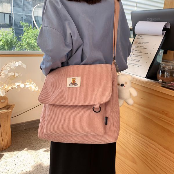 

2020 new products corduroy korean shoulder bag for female students japanese large capacity women satchel single shoulder bag c1223