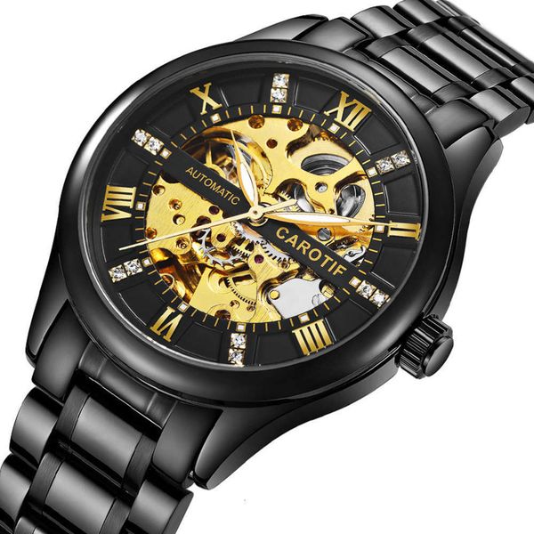 

watch watch mechanical men's hollow automatic out luminous waterproof student fashion korean version simple trend men's watch, Slivery;brown