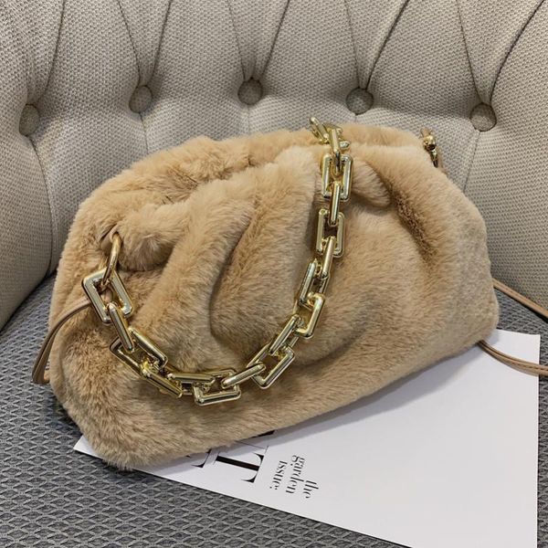 

faux fur women shoulder bag 2020 winter soft small female crossbody bags brand party chain design ladies handbags and purses