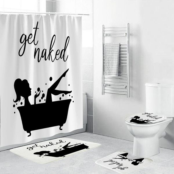 

смешной душ девочка печати ванны занавес высокого качество мягкого 4 шт ванной душ занавес набор с крюком для домашнего декора sqciwj home00