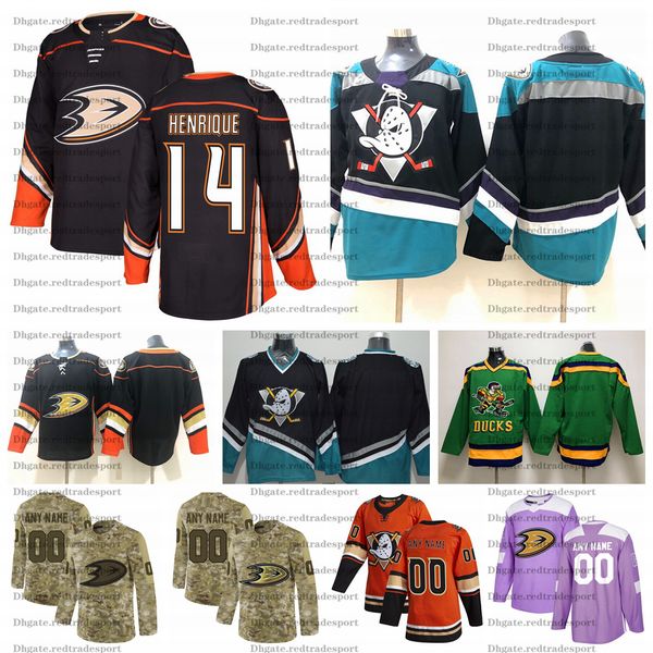 

2021 adam henrique anaheim ducks hockey jerseys customize name alternate black teal #14 adam henrique stitched hockey shirts s-xxxl, Black;red