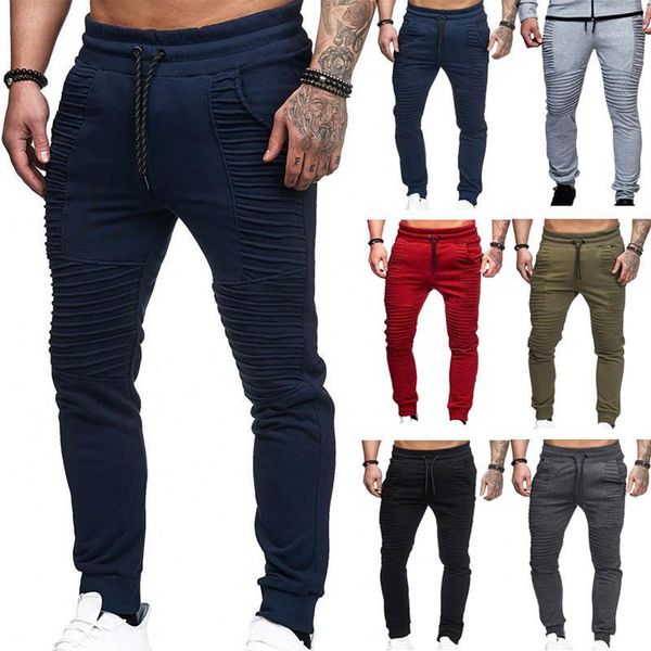 

autumn winter pants men stripe design casual slim joggers men solid full length sweatpants hip hop streetwear trousers1, Black