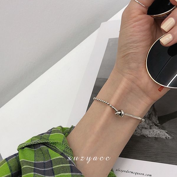 

south korea east gate s925 sterling silver one national character knot bracelet women ins minority design letter long brand bracelet gm5gi g, Golden;silver