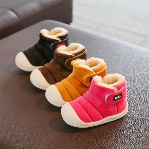 

mhyons winter toddler baby snow boots shoes warm plush soft bottom baby boys girls boots flannel winter snow boot kids shoes y200404, Black;grey