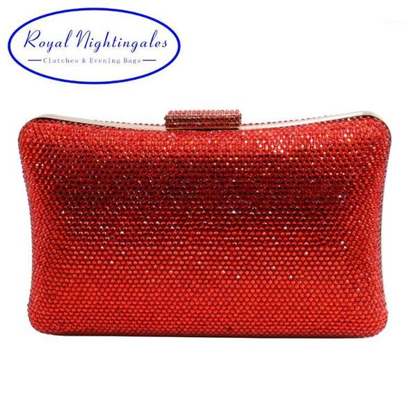 

large evening bag red/black metal clutch bags for womens wedding prom dinner party luxury hard case crystal clutches1