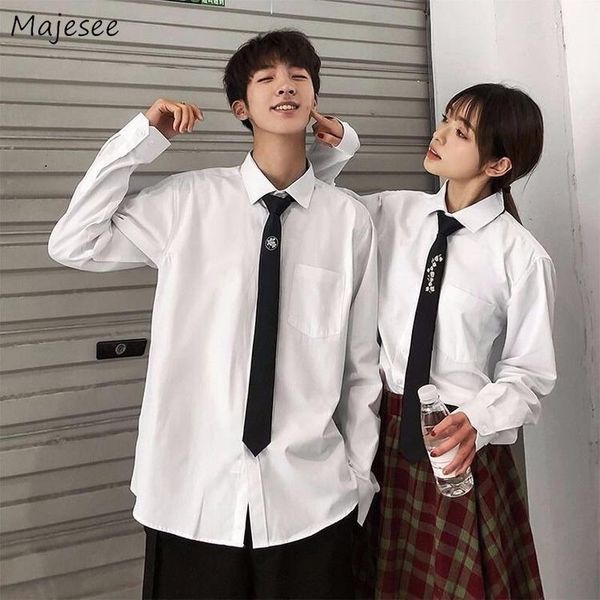 

men shirts solid simple soft couples single breasted casual plus size 5xl regular trendy all-match korean chic male ces1, White;black