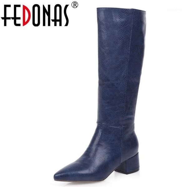 

boots fedonas euro style plus size female high heels fashion party night club shoes woman winter warm women knee western boots1, Black
