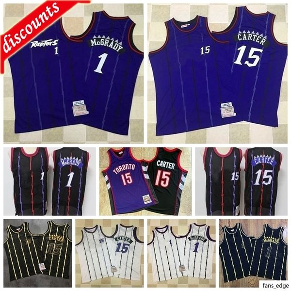 

retro vince 15 carter jersey tracy 1 mcgrady jerseys vintage stitching mitchell & ness college basketball jersey, Black;red