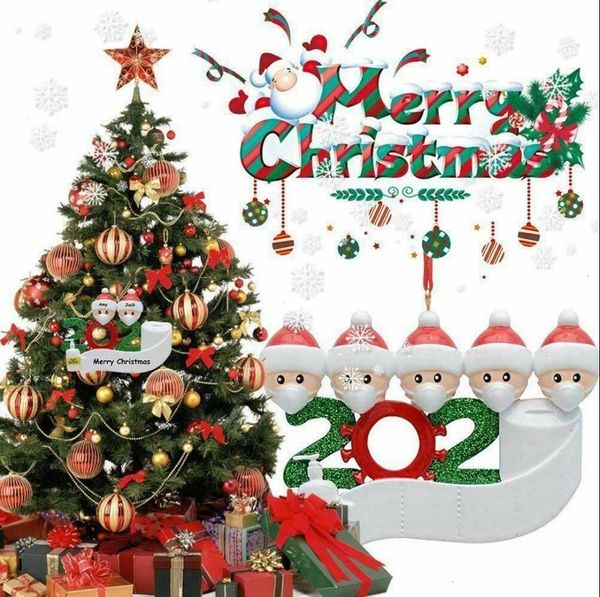 

2020 christmas tree ornament family of 2 3 4 5 6 7 white brown santa pendant ornament social distancin party decoration sea fds