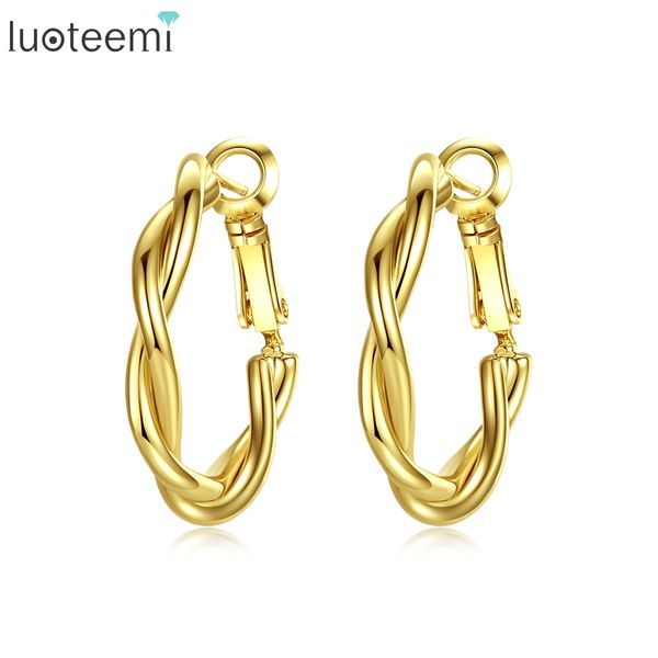 

hoop & huggie luoteemi elegant earrings for women 2021 fashion statement jewelry dating party girlfriend boucles d oreille femme gifts, Golden;silver