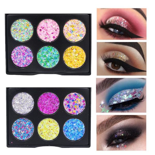 

new arrival shimmer glitter eye shadow powder palette matte eyeshadow cosmetic makeup random color brush 6 color palette