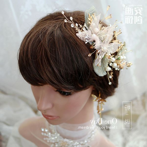 

lforest super high bridal headdress grade handmade fairy 2019 new fresh color crystal wedding hair accessories m, Silver