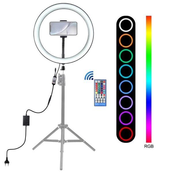 

leds video ring light bt connection remote control brightness adjustment built-in batterys for network broadcast selfie makeup