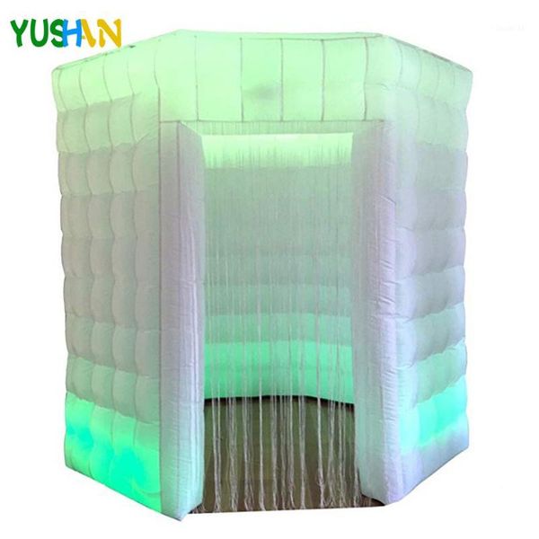

8ft led inflatable p booth backdrop stand multi color changing octagon wedding p booth tent for party1