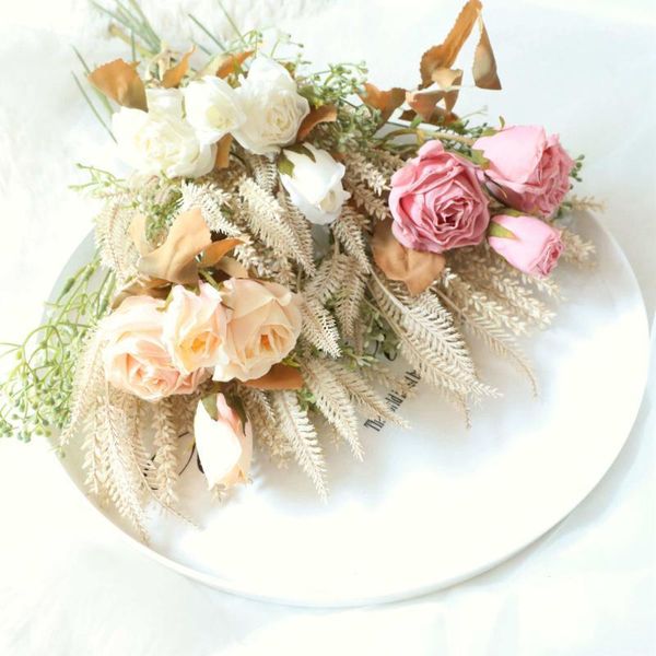 

decorative flowers & wreaths dried bunch of rose grain cloth flower for home table decoration party wedding bride hand holding bouquet displ