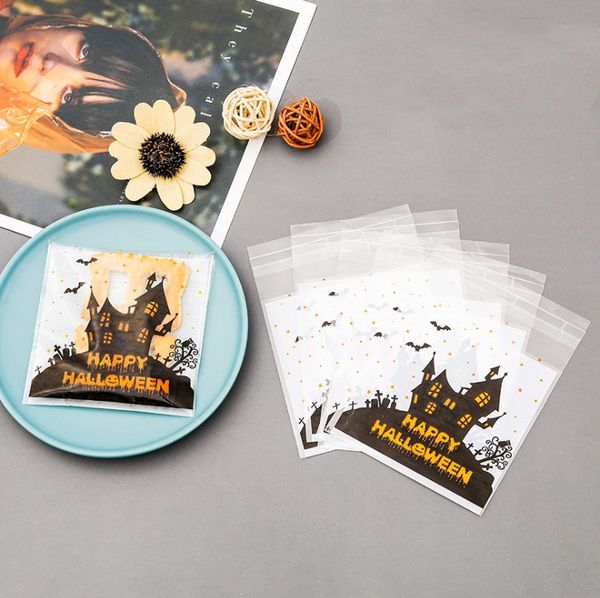 

10x10cm halloween day candy plastic ziplock 100 bags cartoon bag gift bag for cookies snack food packing halloween party decor supplies