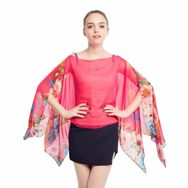 

summer women capes cover-ups wrap shawls pareo kaftan sleeves beach wear feather chiffon, Blue;gray