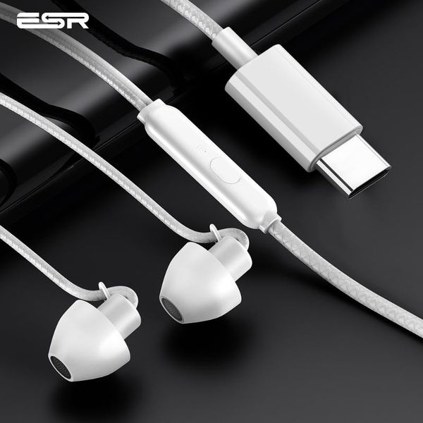 

esr sleep earphone type-c noise cancelling headphones hifi soft silicone headset in-ear stereo earbuds wired earphone 3.5mm jack