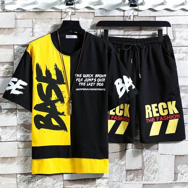 

men's tracksuits short-sleeved t-shirt men fashion 2021 summer south korean version joker youth tracksuit casual clothing1, Gray
