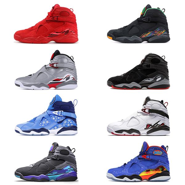 

8 8s basketball shoes jumpman white off retro valentines day raid confetti reflective bugs bunny mens sneakers, White;red