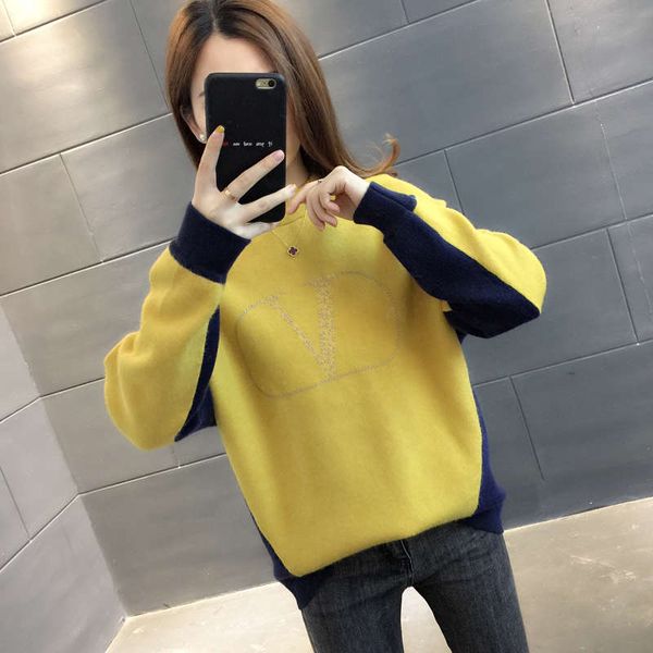 

2sf4bautumn and winter loose korean version women's sweater 2020 new year of life red fashion foreign style european hoodless top, Black