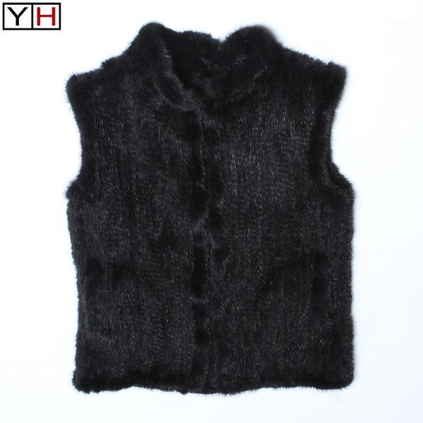 

lady authentic vest jacket autumn spring women real vest fashion 100%natural real soft coats1, Black