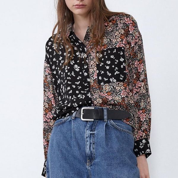 

vintage women blouse shirt spring 2020 new fashion patchwork floral prints modern lady loose shirts1, White