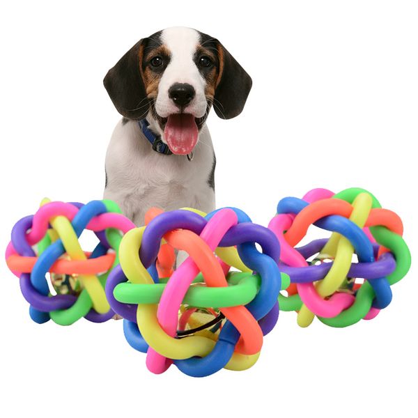 Brinquedos do cão bolas de borracha coloridas de Bells de alta qualidade mastigação de mastigação Pet Products BrinQuedo Juguetes