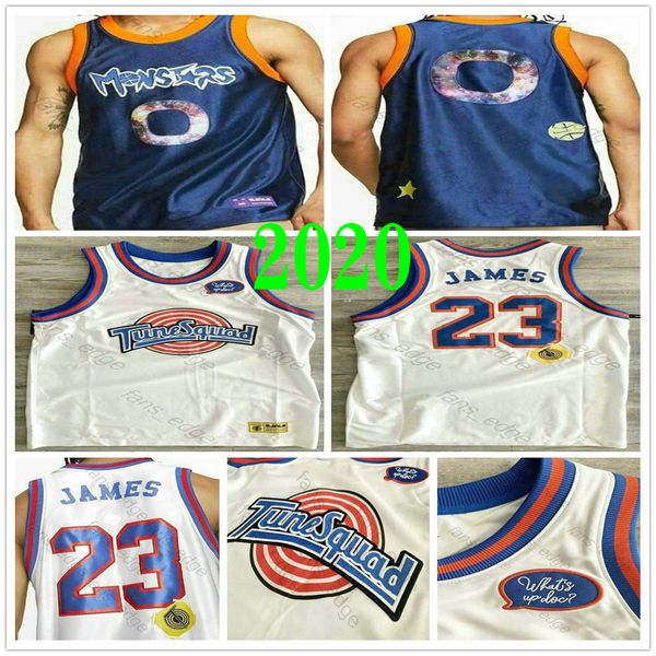 

2020 tune squad space jam dna jersey white blue nwt #23 "space jam" looney monstars #0 mens tune squad stitched basketball jerseys, Black;red