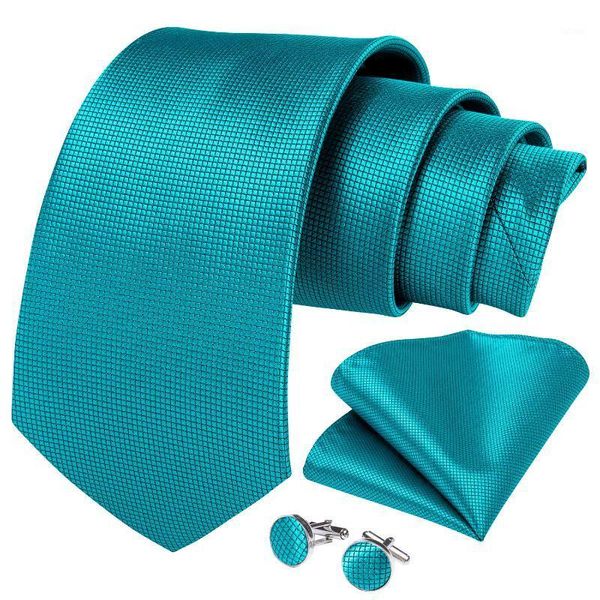 

dibangu mens necktie teal blue solid designer silk wedding tie for men hanky cufflinks tie set fashion bussiness party sjt-2211, Black;gray