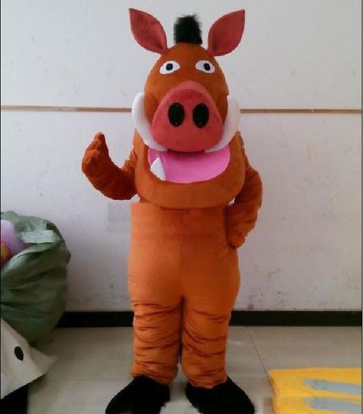 

2018 handmade pumba pig mascot costume cartoon mascot costume, Red;yellow